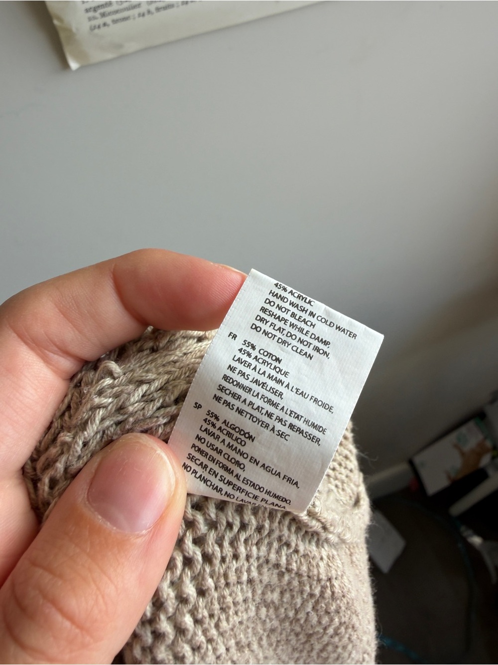 Light Taupe Open-Knit Women’s Sweater Large (fits small) - Picture 4 of 5